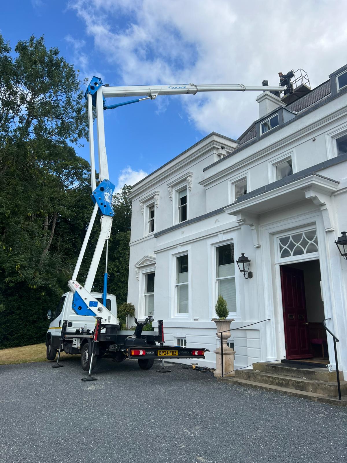 Chimney repair from cherry picker in St Ives